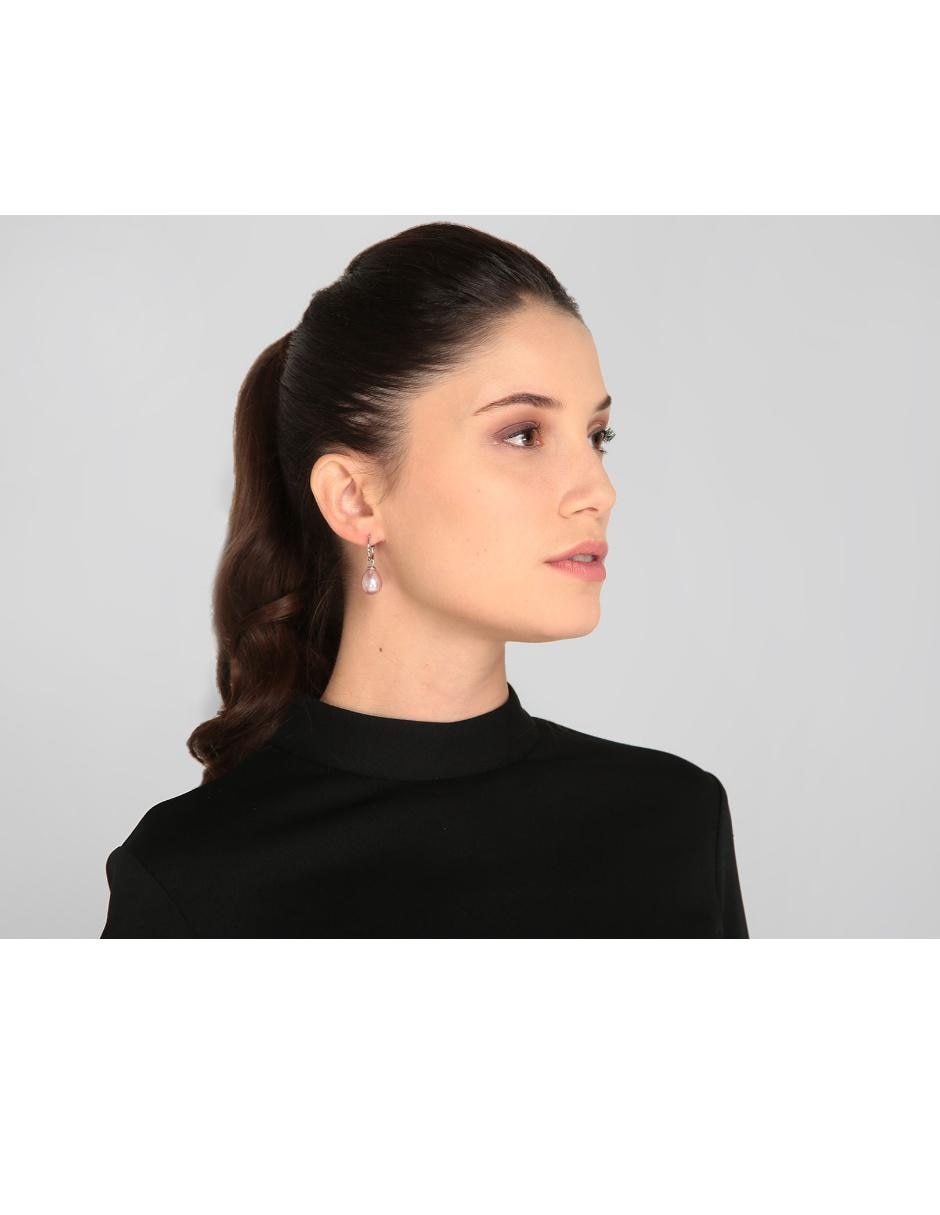 Aretes de plata con acabado brillante perla 3