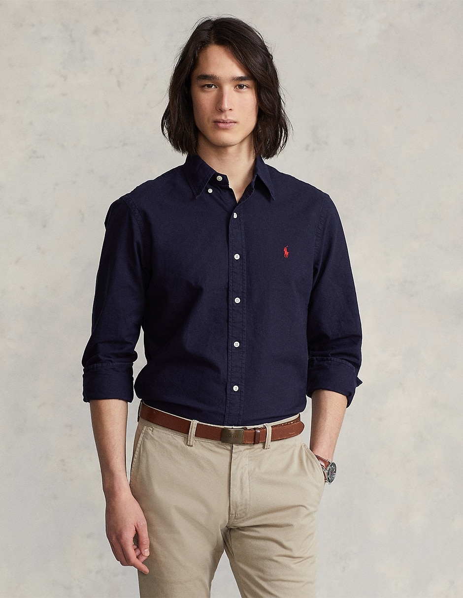 Camisa casual Polo Ralph Lauren de algodón manga larga para hombre