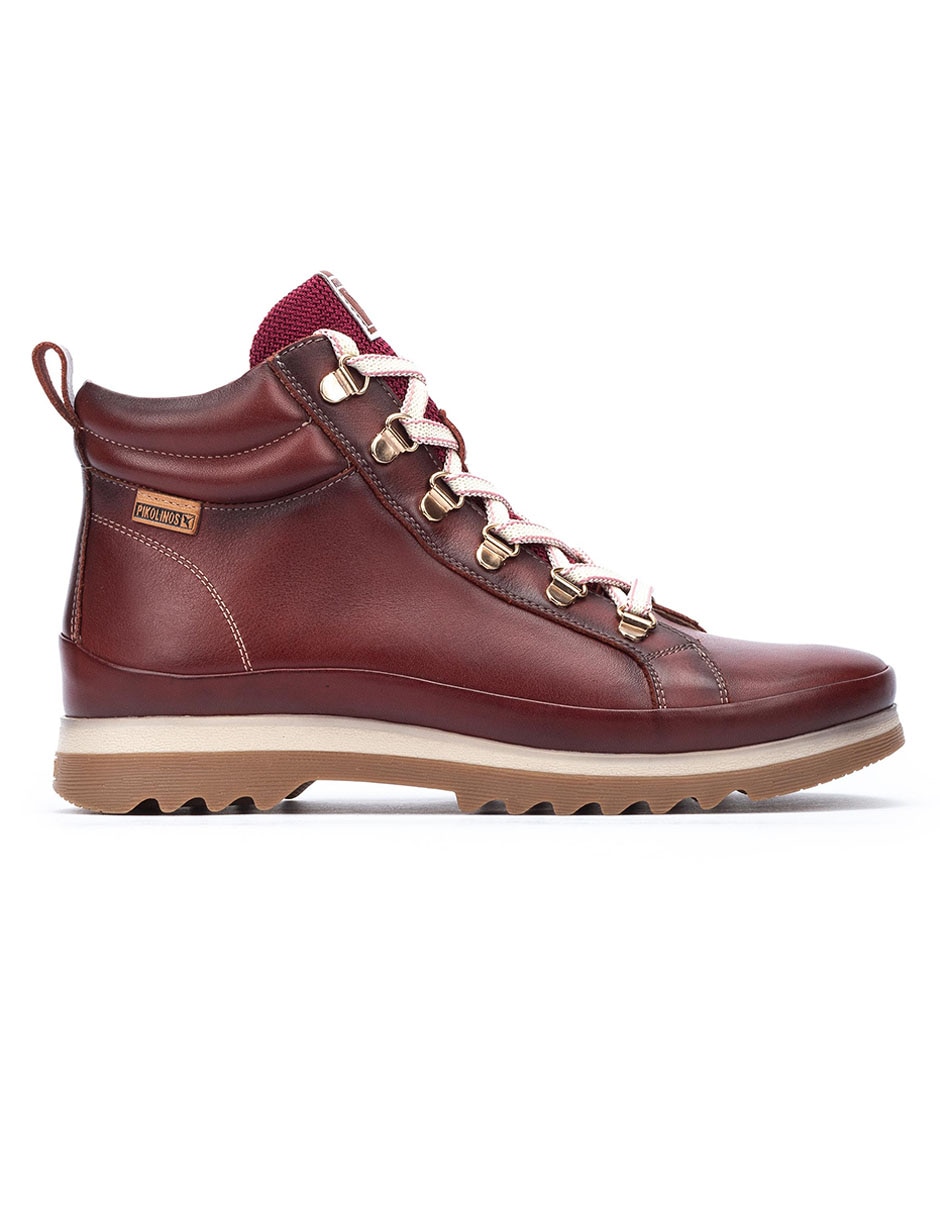 Bota arriba del tobillo Brandy de piel para mujer