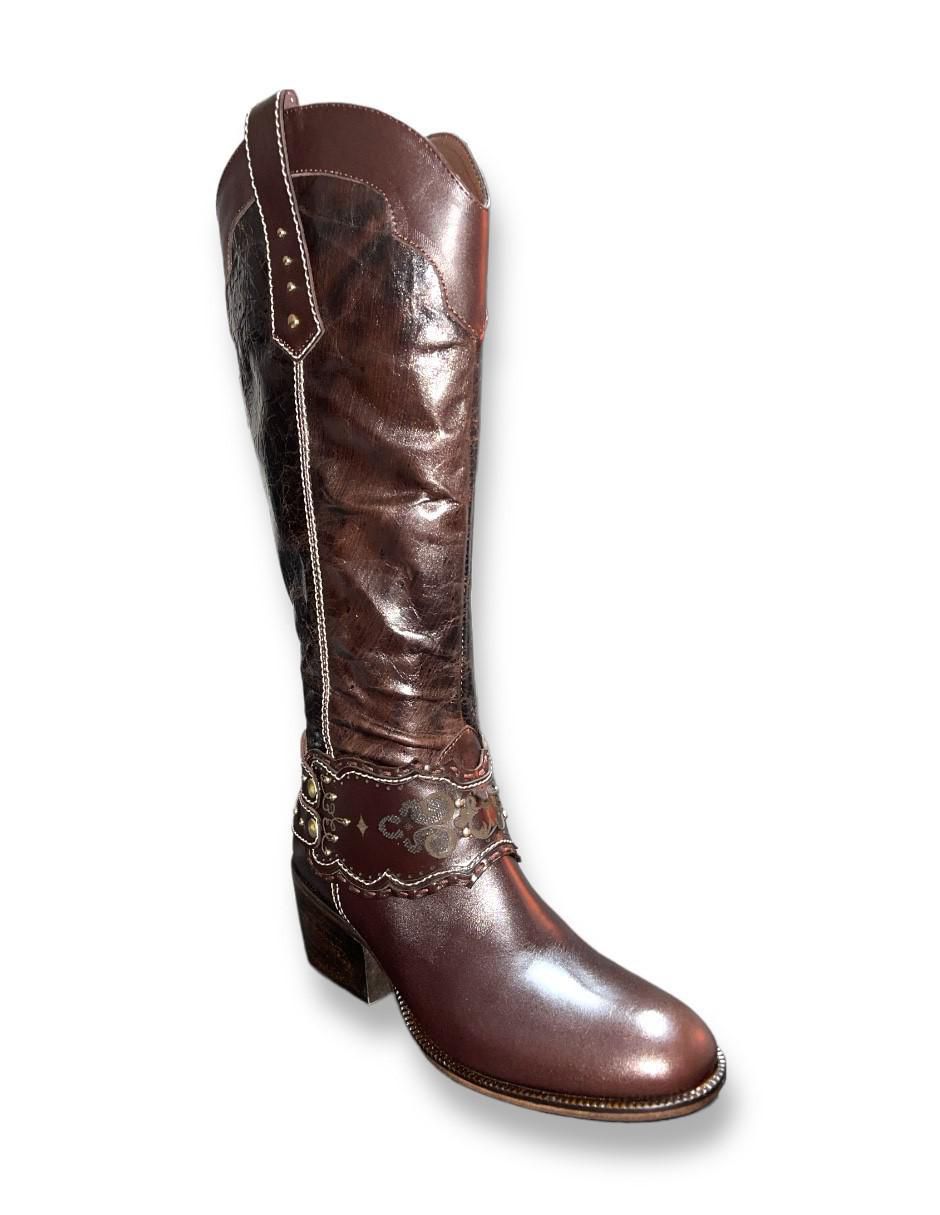 Bota abajo de la rodilla Concepto Boato de piel para mujer