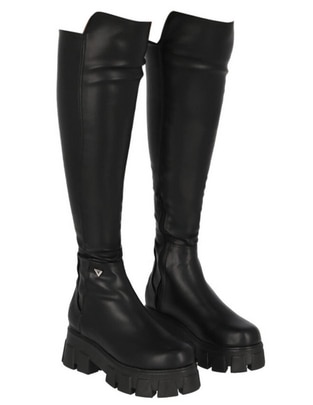 Bota media pierna de piel para mujer