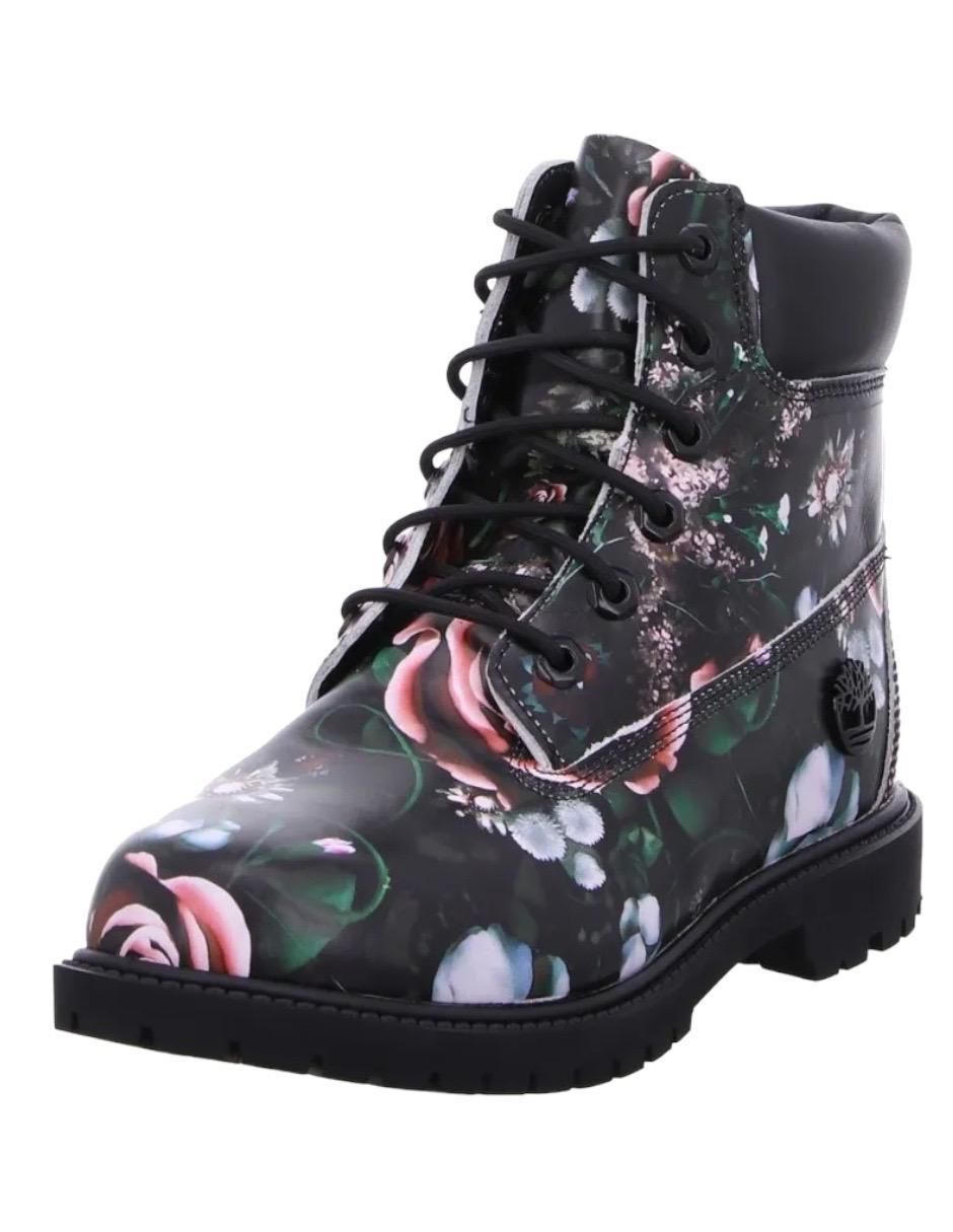 Bota abajo de la rodilla Flower de piel para mujer 1