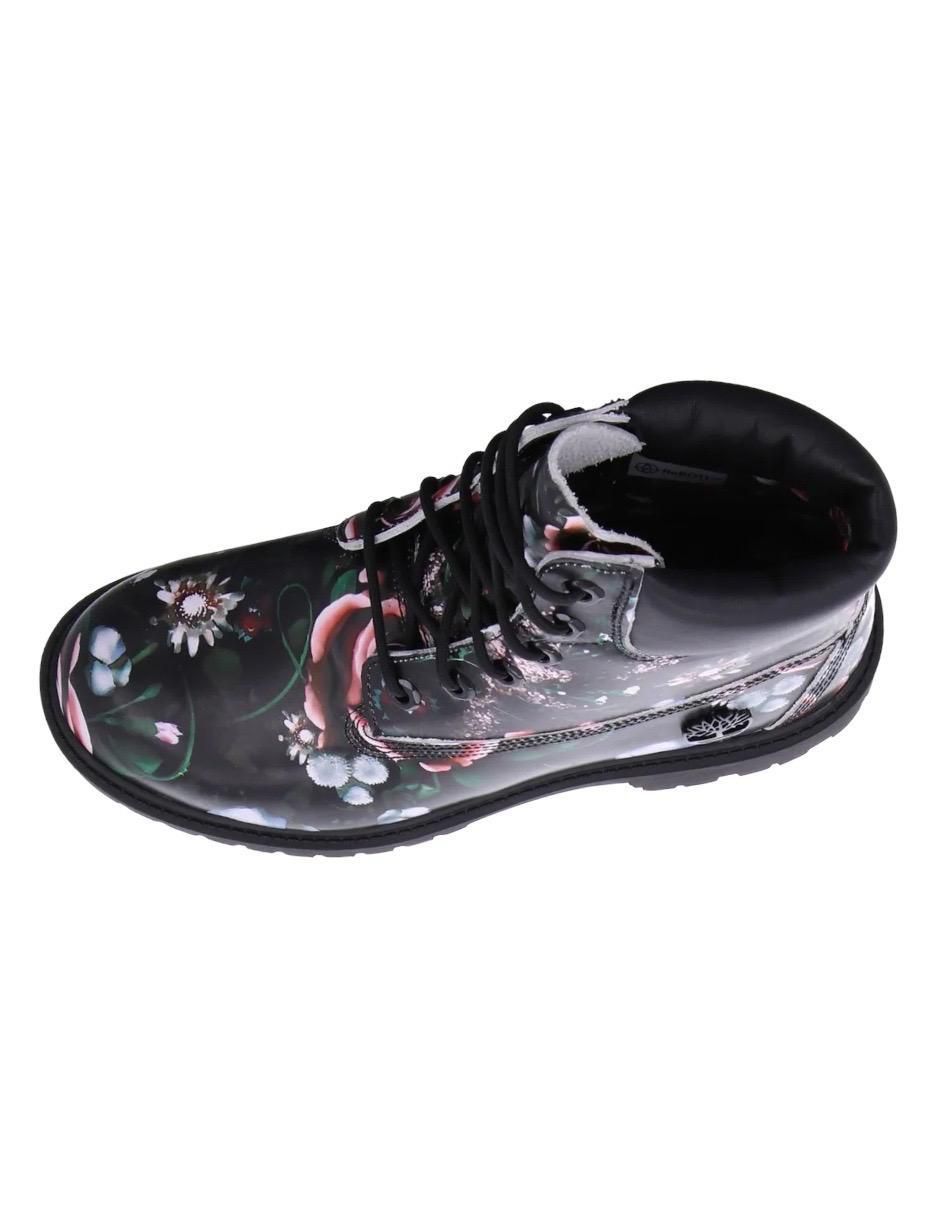 Bota abajo de la rodilla Flower de piel para mujer 5