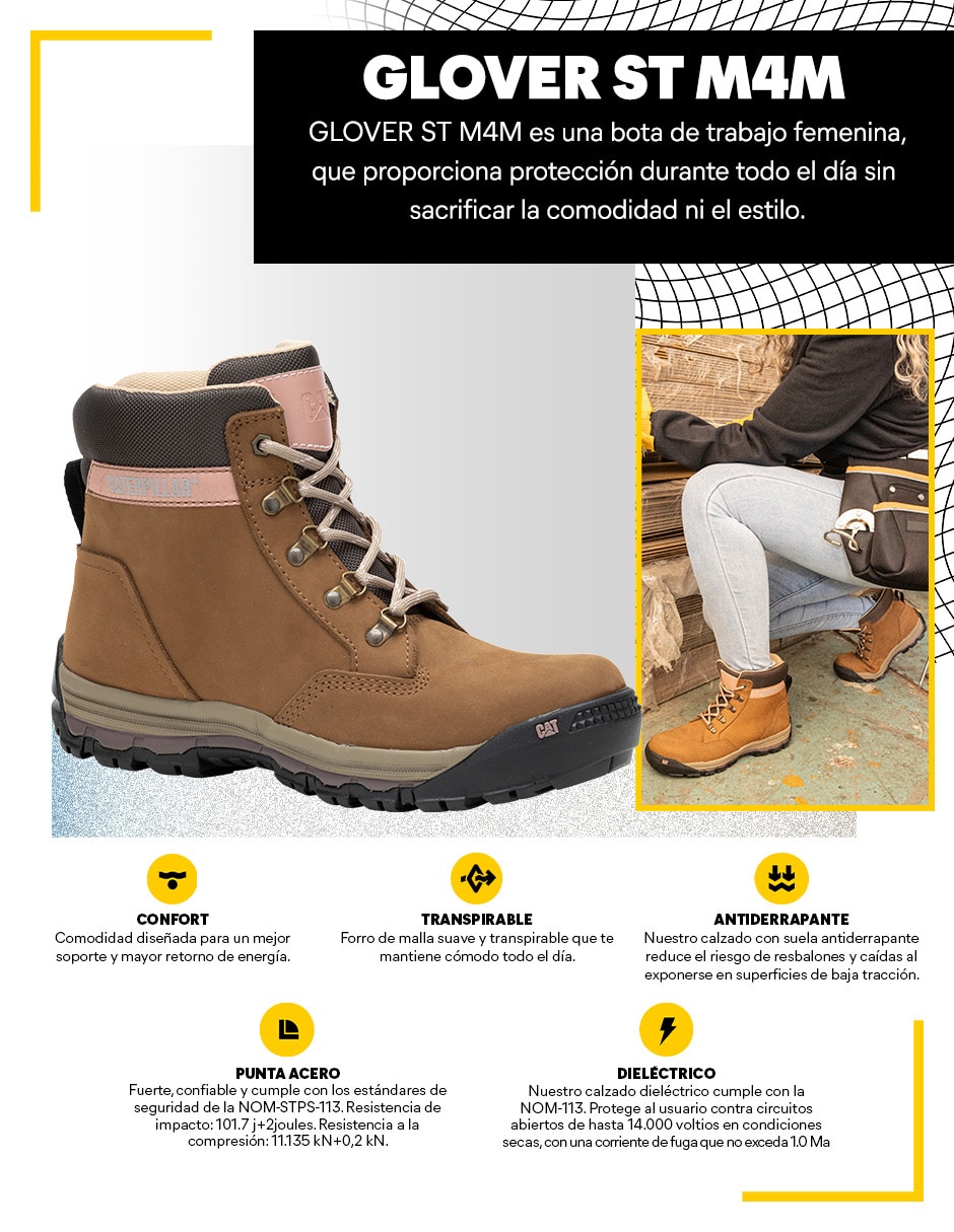 Bota arriba del tobillo Caterpillar Glover St M4M de piel para mujer
