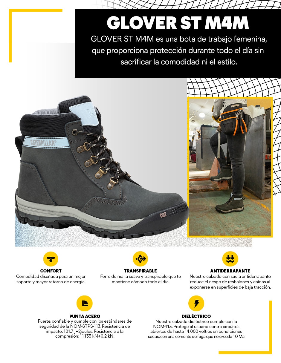 Bota arriba del tobillo Caterpillar Glover St M4M de piel para mujer