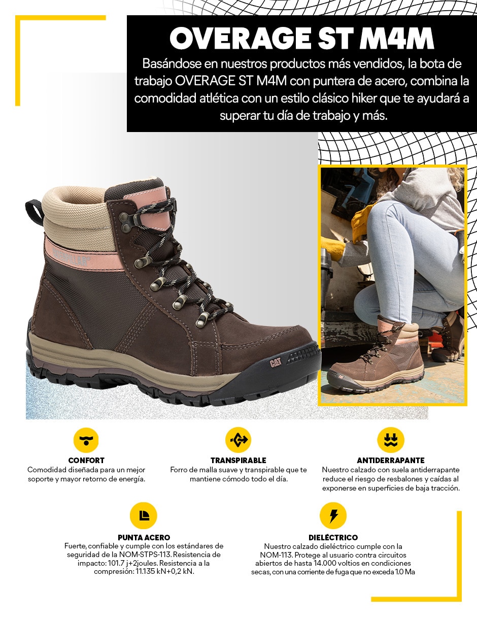 Bota arriba del tobillo Caterpillar Overage St M4M de piel para mujer