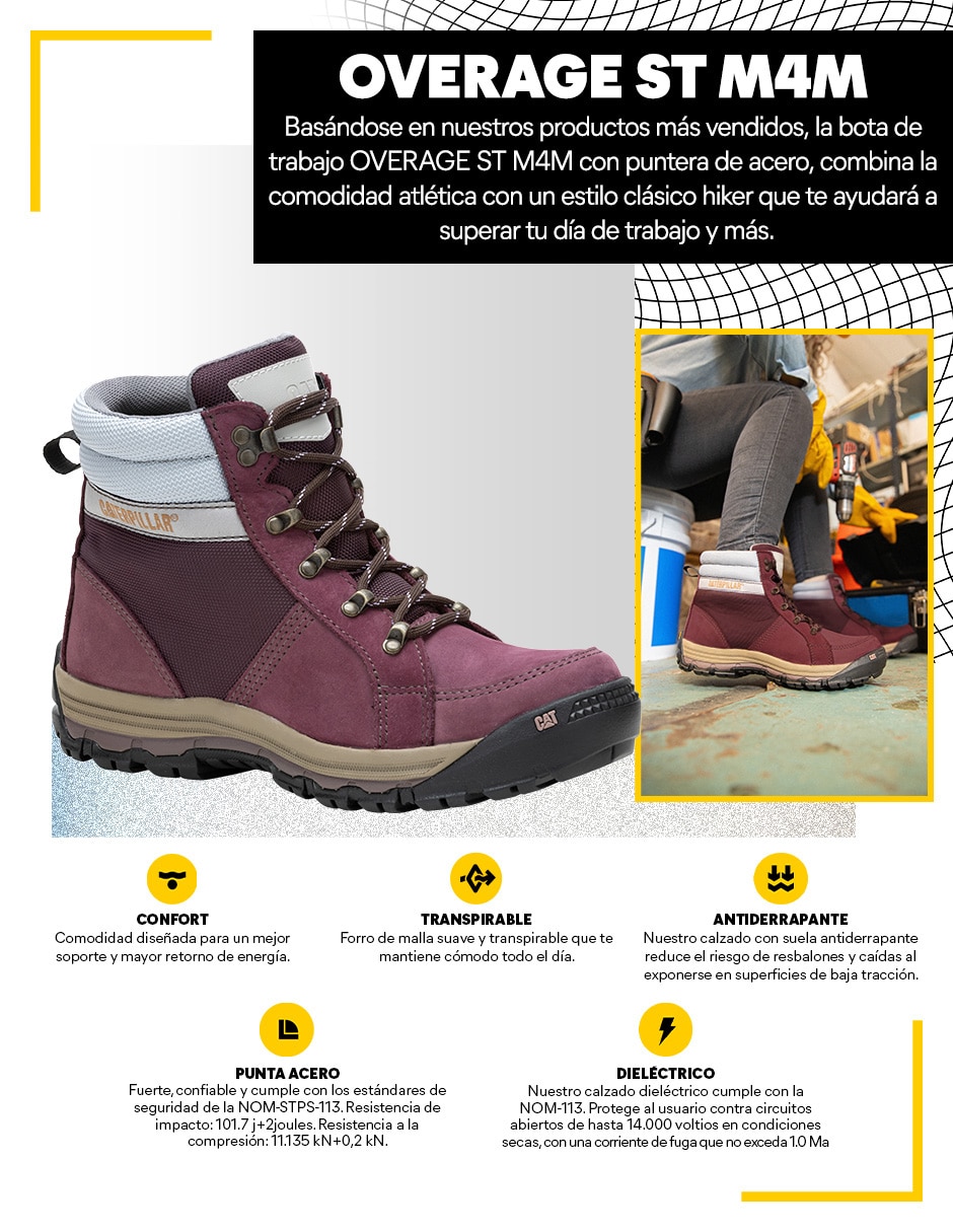 Bota arriba del tobillo Caterpillar Overage St M4M de piel para mujer