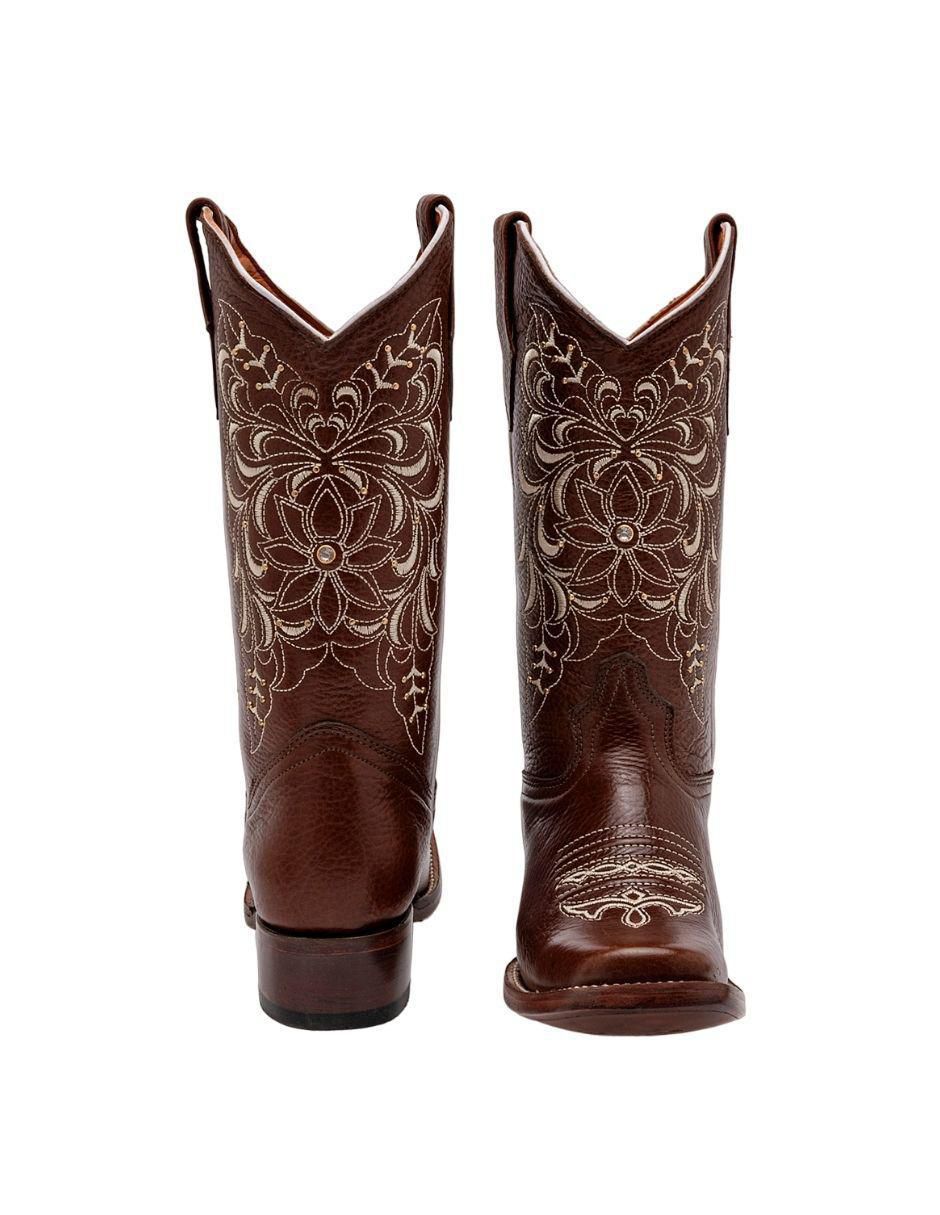 Bota media pierna de piel para mujer 4