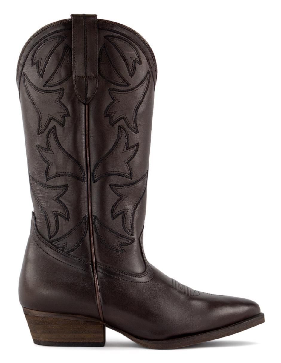 Bota cowboy abajo de la rodilla de piel para mujer 4