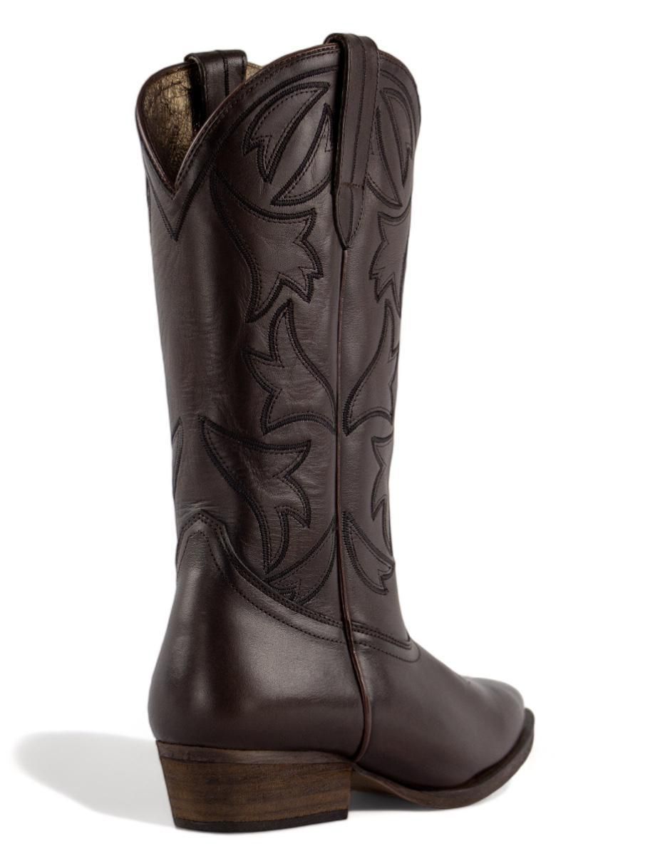 Bota cowboy abajo de la rodilla de piel para mujer 2