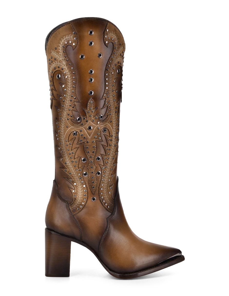 Bota cowboy abajo de la rodilla Franco de piel para mujer 2