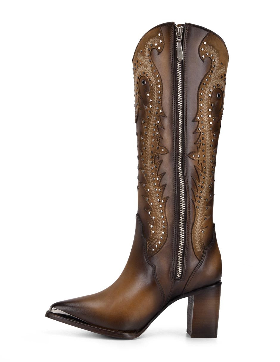 Bota cowboy abajo de la rodilla Franco de piel para mujer 4