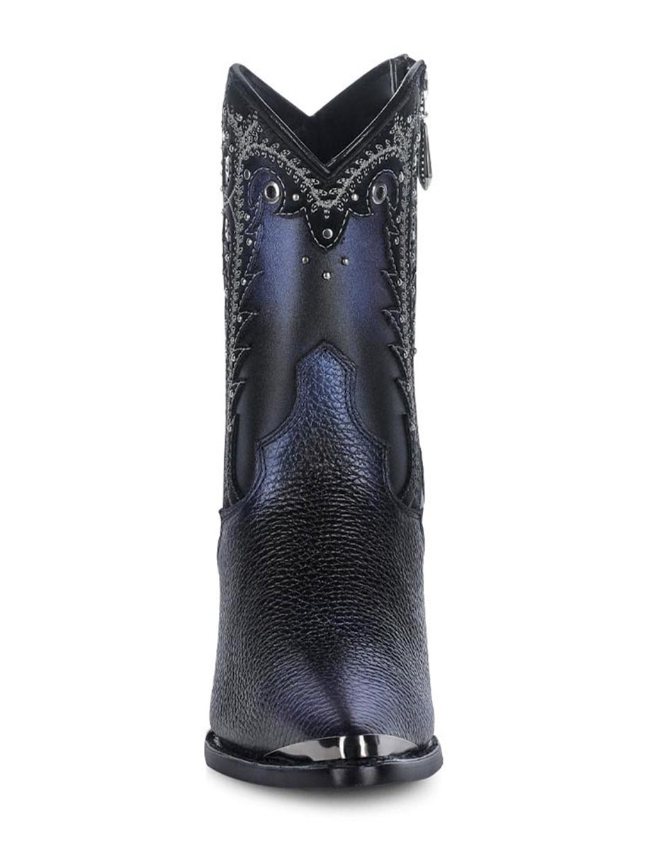 Bota cowboy arriba del tobillo Franco de piel para mujer 3