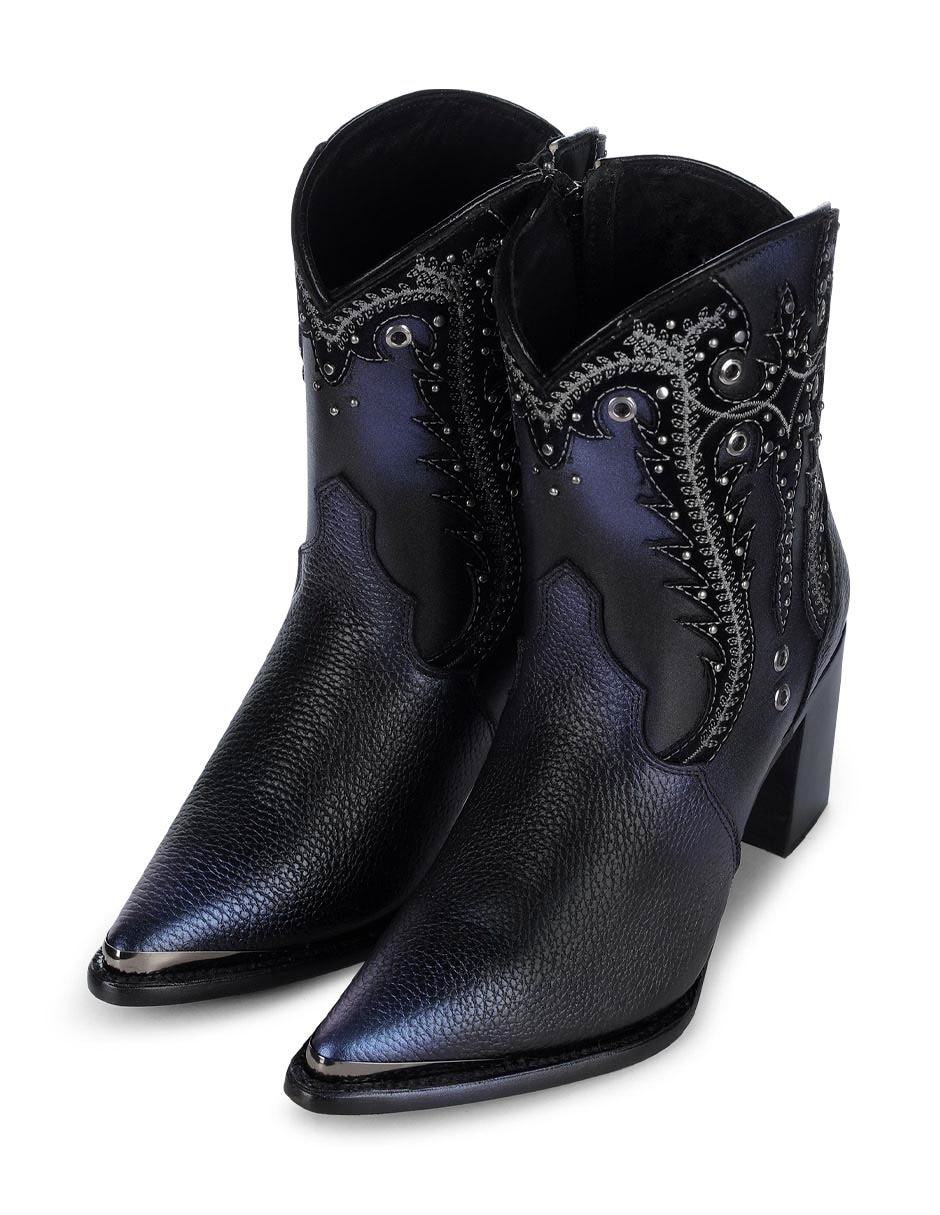Bota cowboy arriba del tobillo Franco de piel para mujer 6