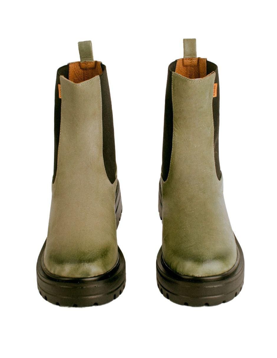 Bota chelsea arriba del tobillo de piel para mujer 3
