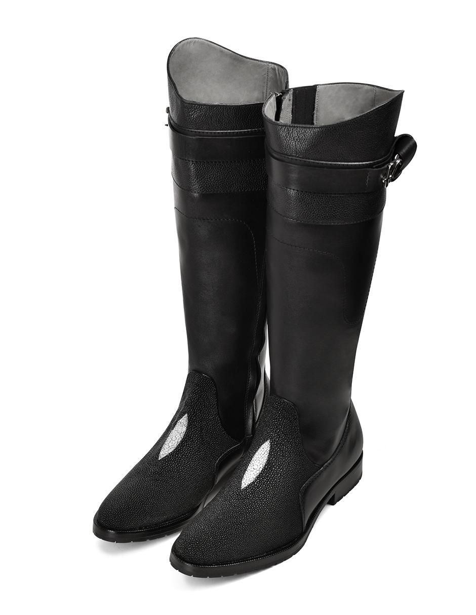 Bota arriba de la rodilla Franco Cuadra de piel para mujer