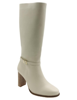 Bota media pierna de piel para mujer