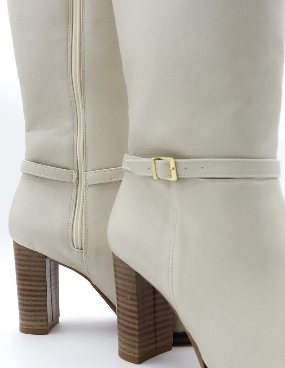 Bota media pierna Rbcollection de piel para mujer