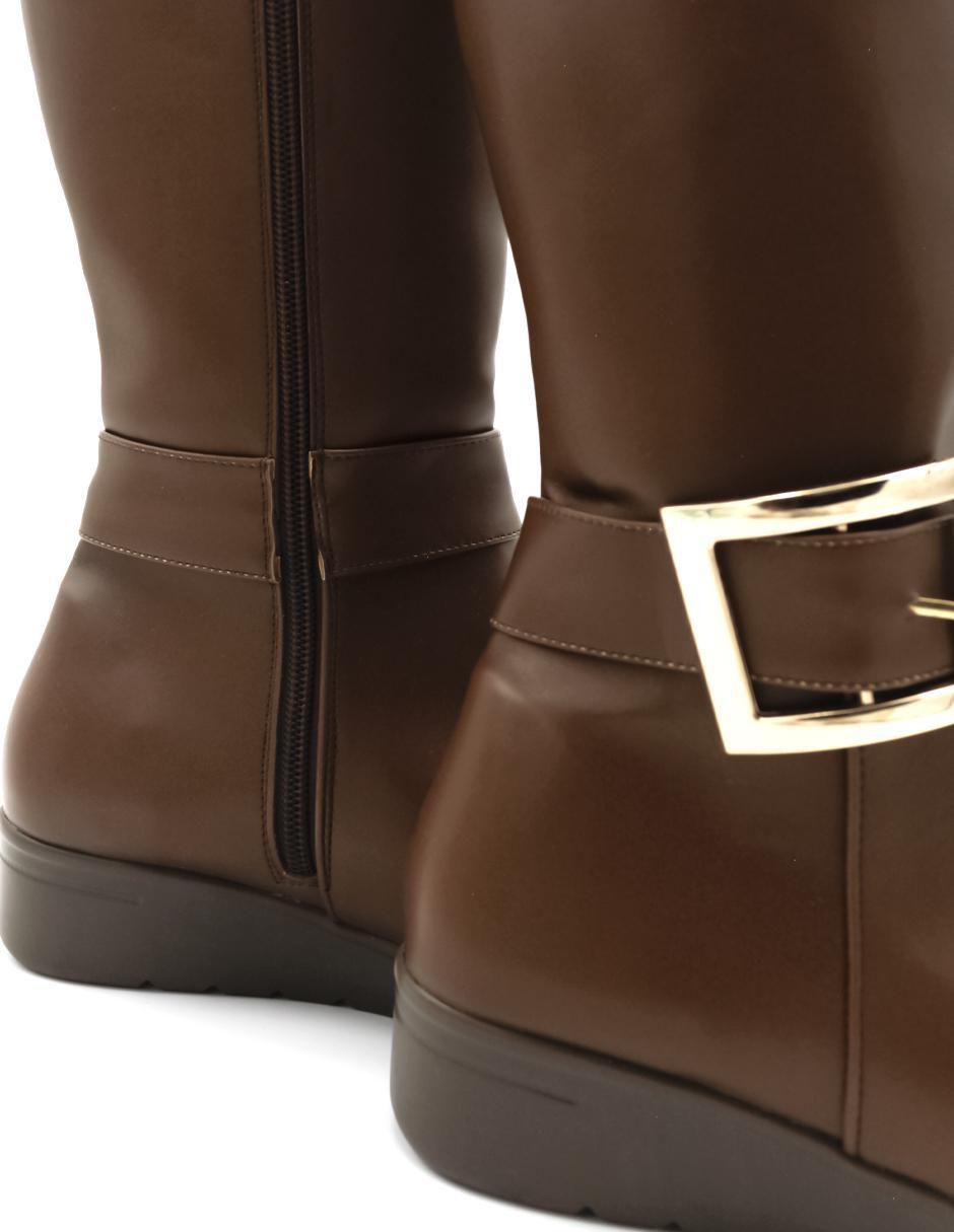 Bota abajo de la rodilla de piel para mujer 7