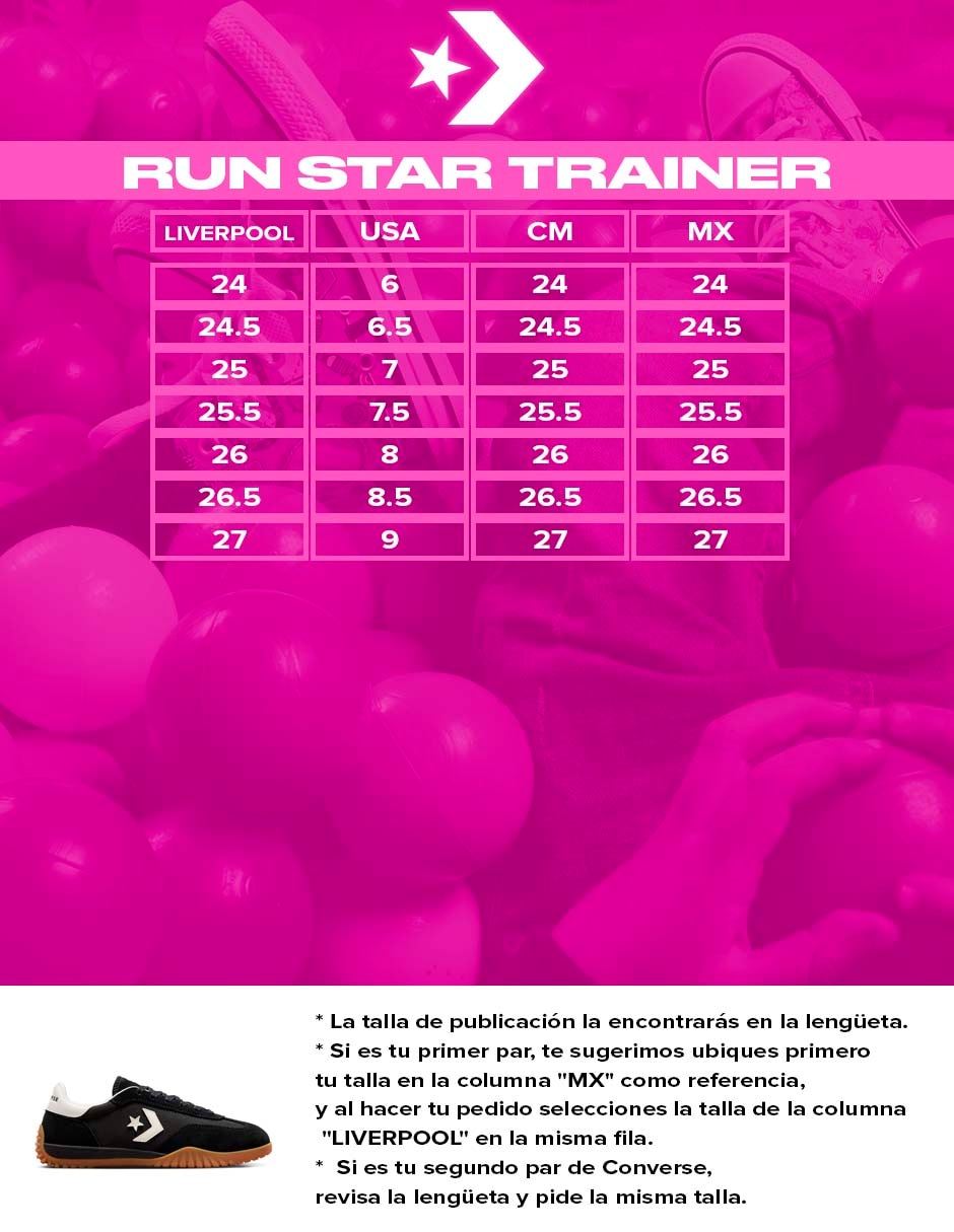 Tenis Converse Run Star Trainer Ox Black/Egret/Honey para mujer