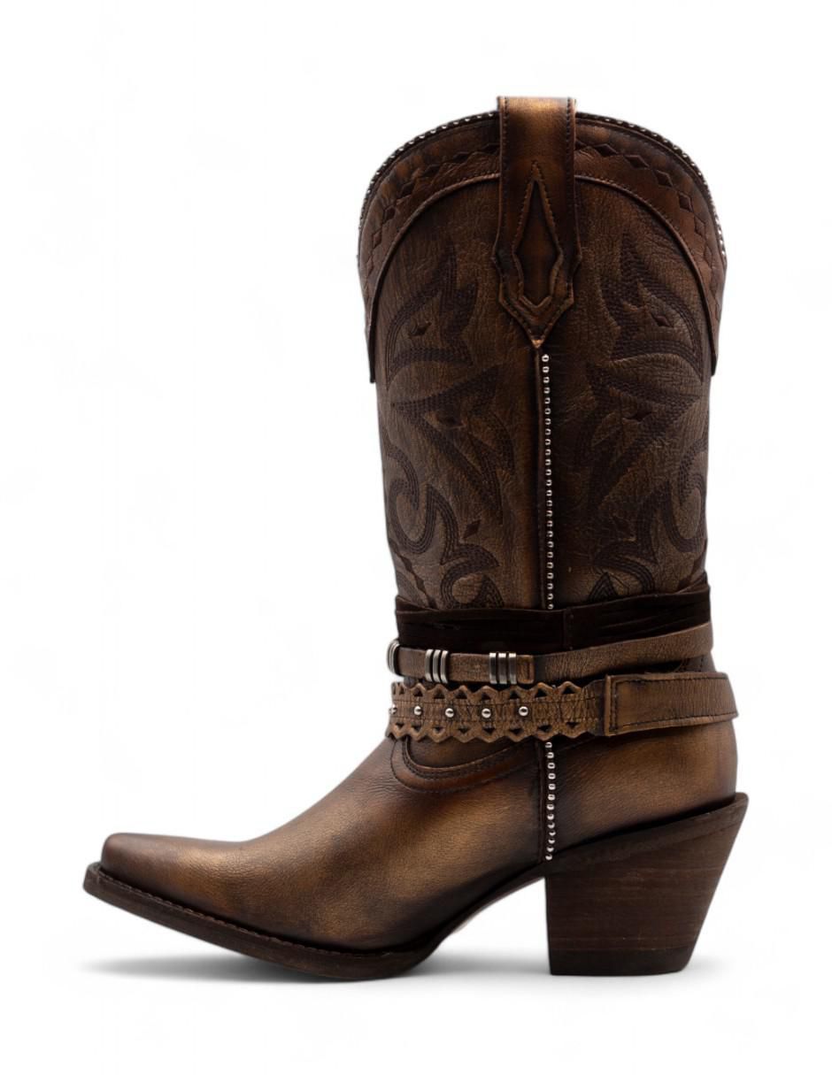 Bota cowboy abajo de la rodilla Lyard de piel bovino para mujer