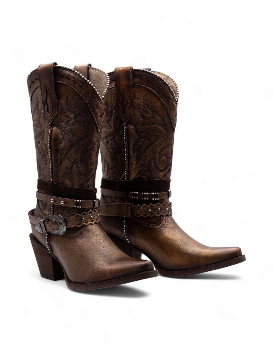 Bota cowboy abajo de la rodilla Lyard de piel bovino para mujer
