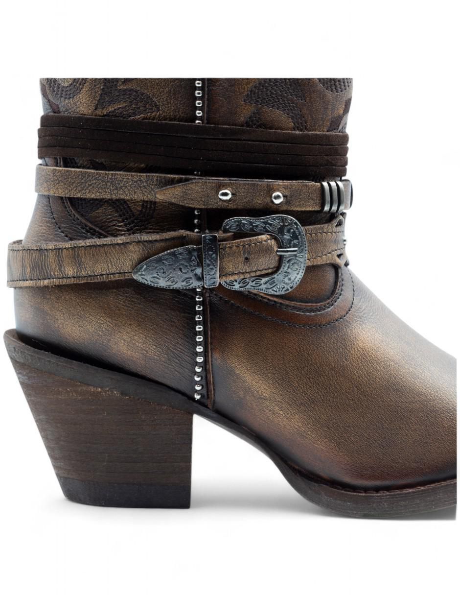 Bota cowboy abajo de la rodilla Lyard de piel bovino para mujer