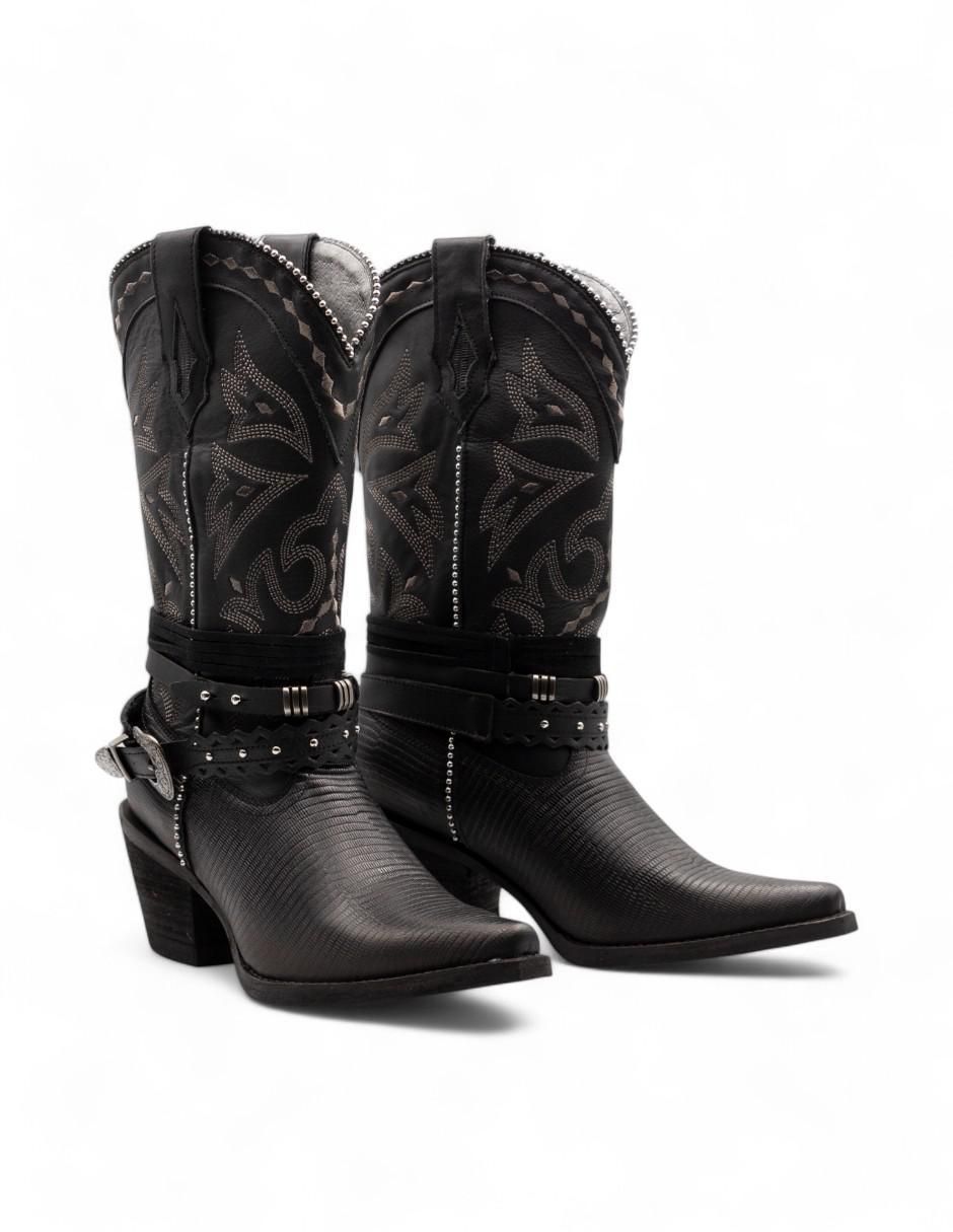 Bota cowboy abajo de la rodilla Lyard de piel para mujer