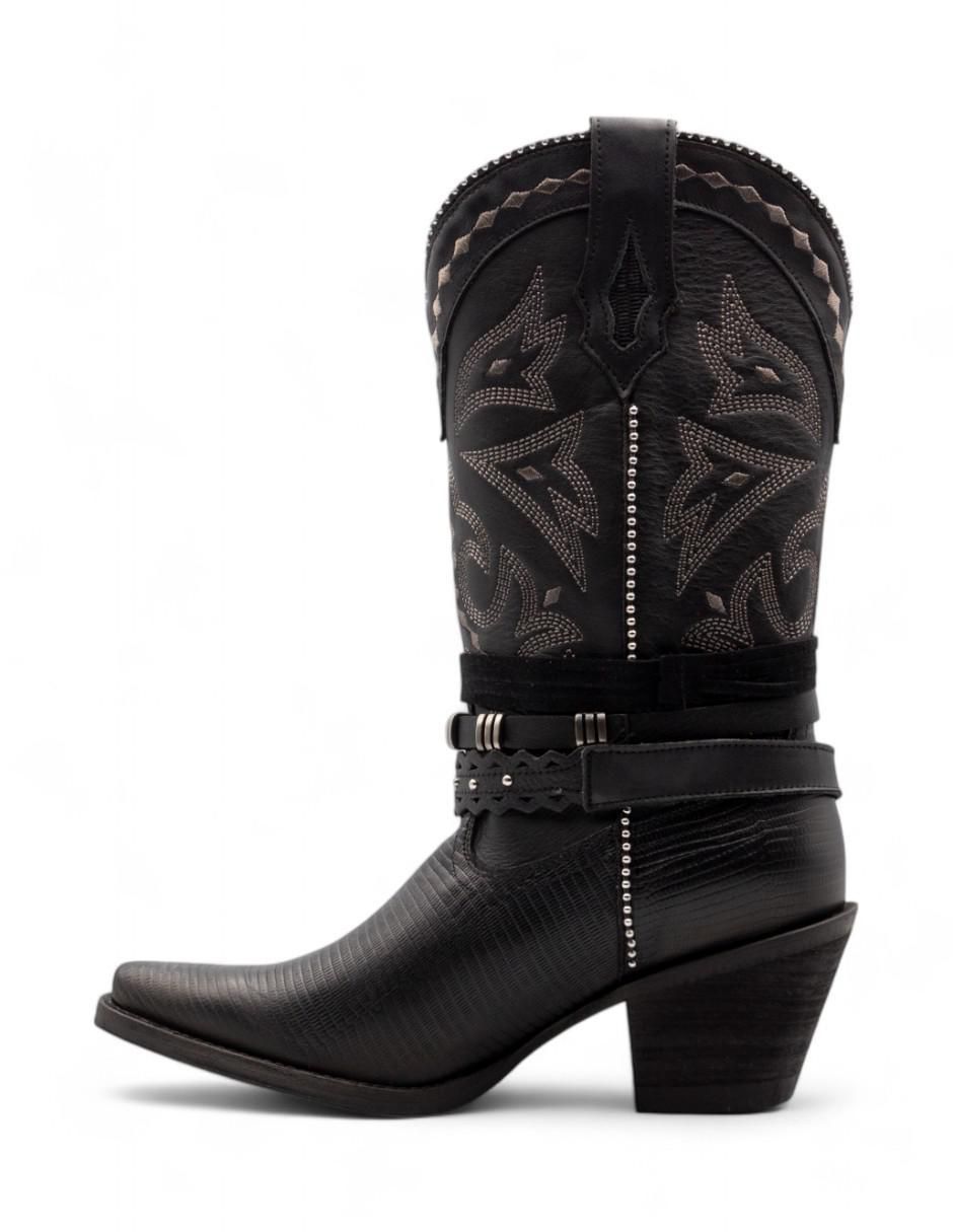 Bota cowboy abajo de la rodilla Lyard de piel para mujer