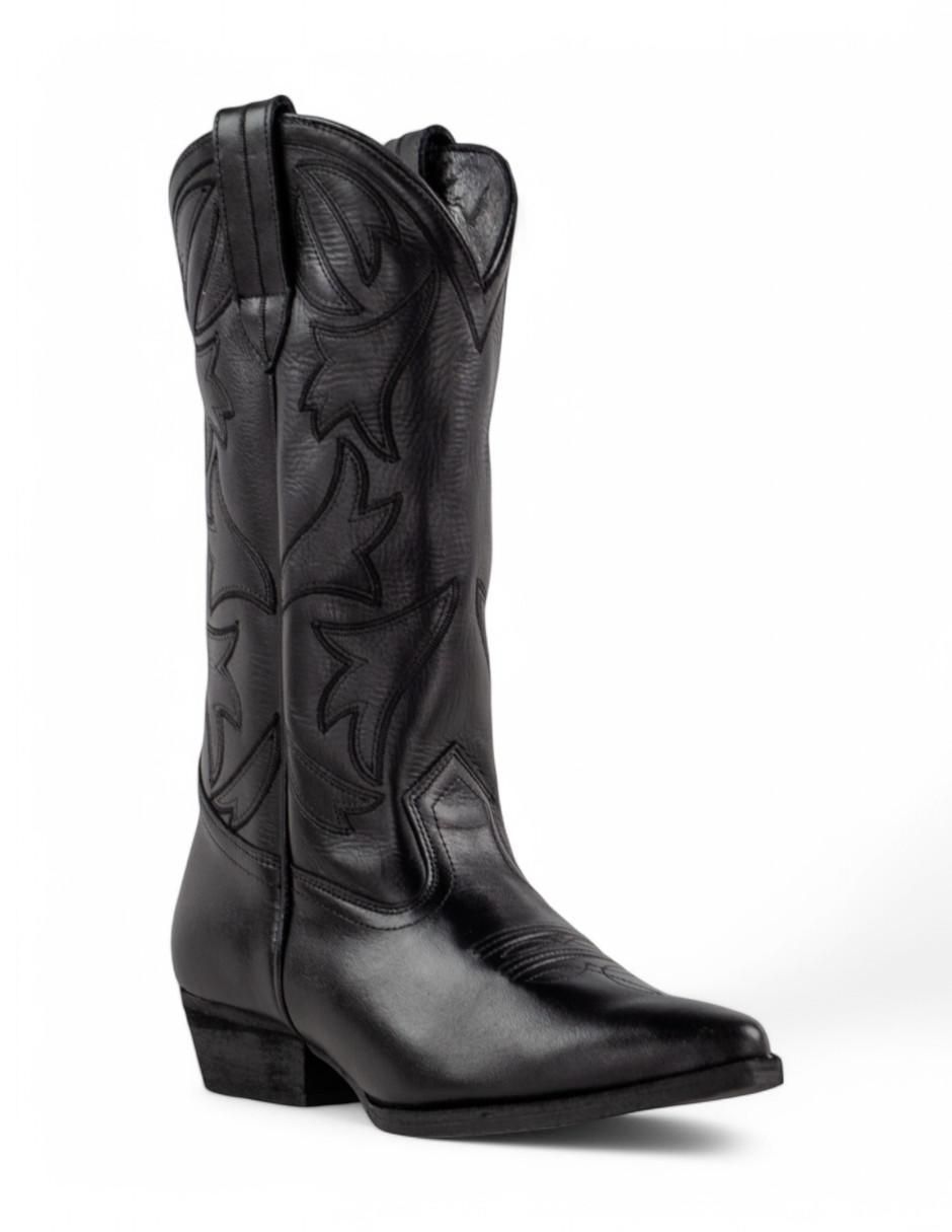 Bota cowboy abajo de la rodilla lyard de piel bovino para mujer