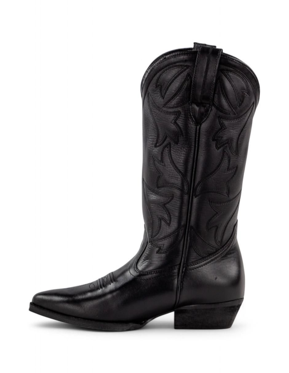 Bota cowboy abajo de la rodilla lyard de piel bovino para mujer