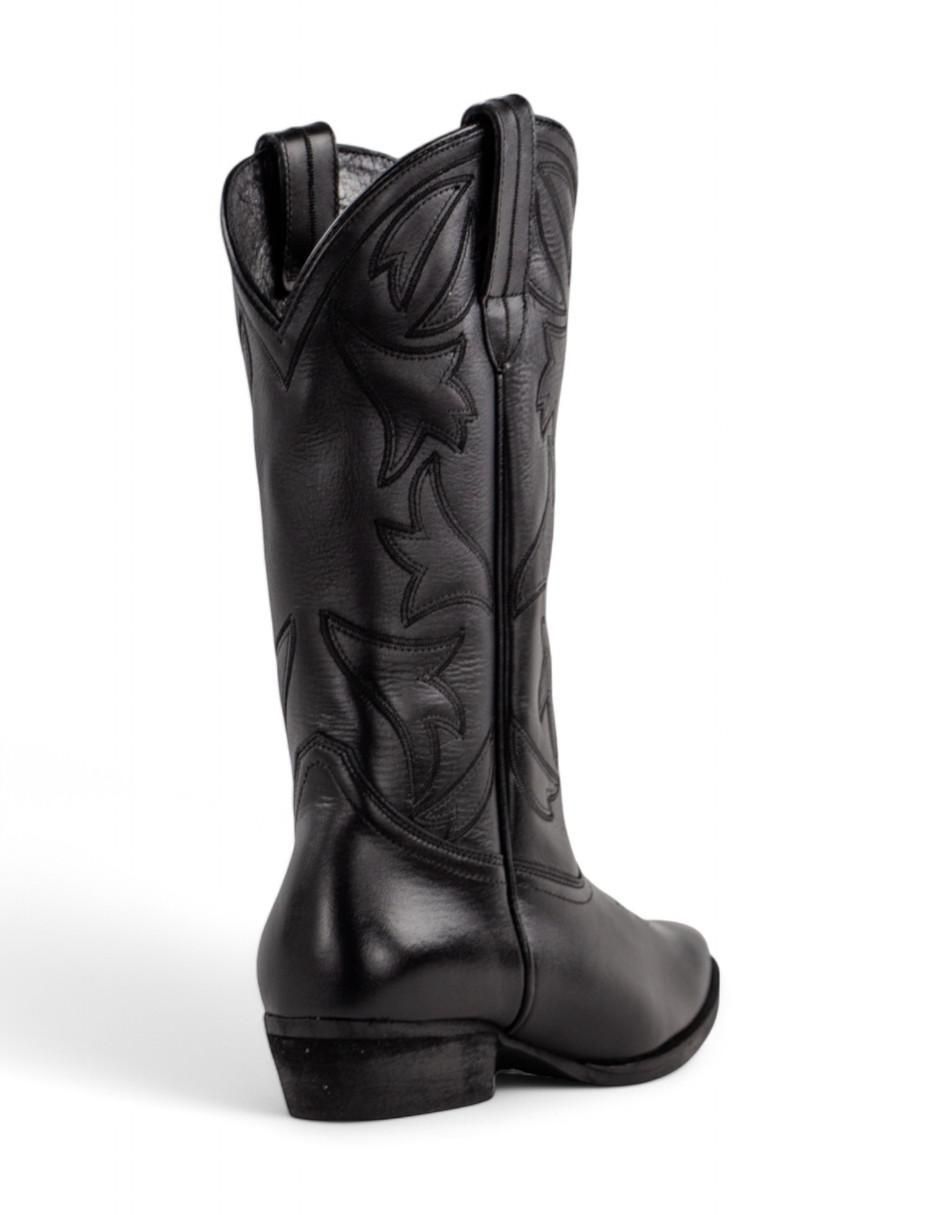 Bota cowboy abajo de la rodilla lyard de piel bovino para mujer
