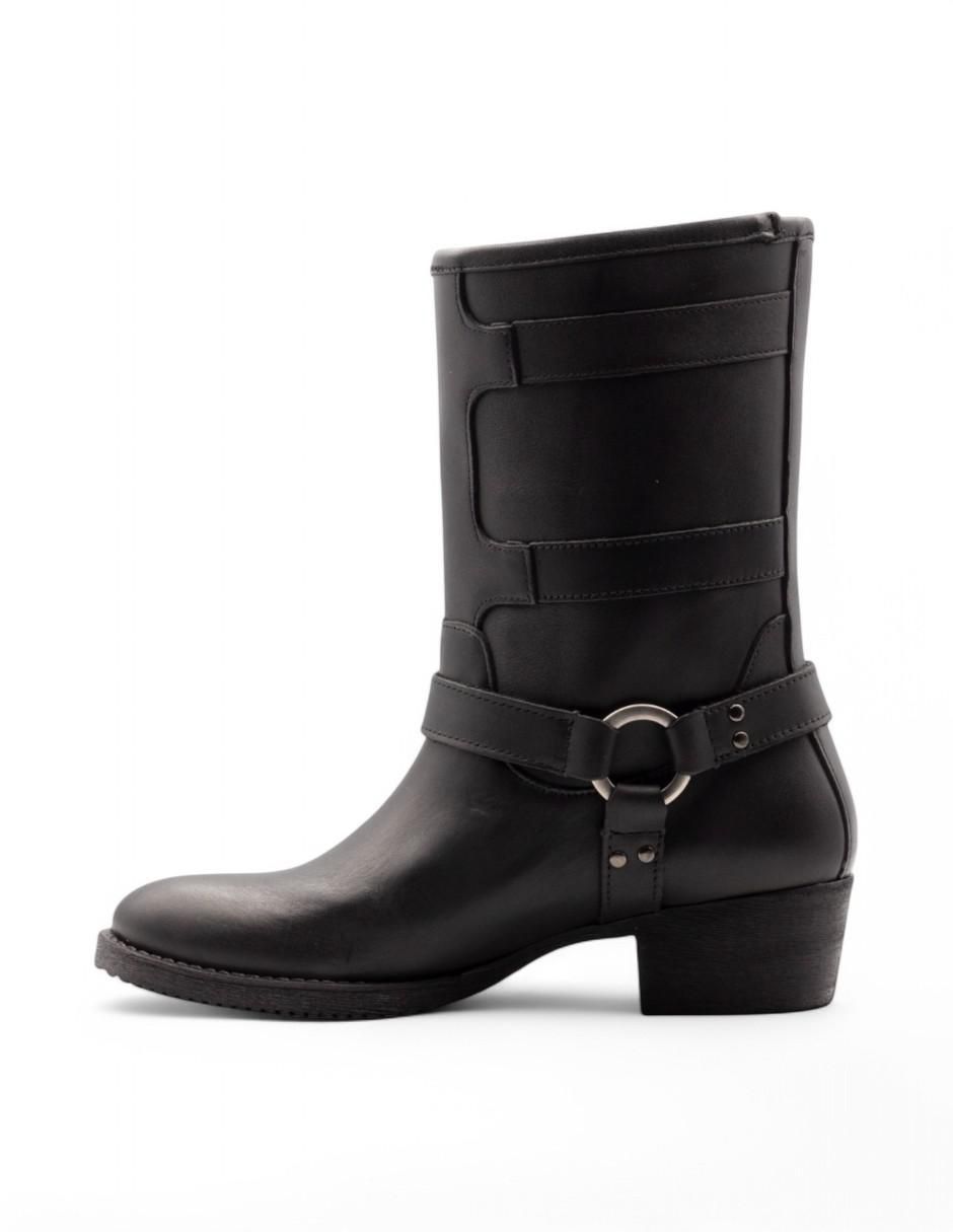 Bota media pierna Lyard Biker de piel bovino para mujer