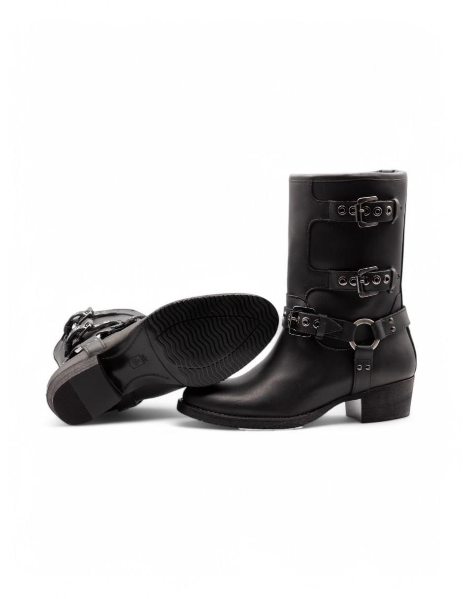Bota media pierna Lyard Biker de piel bovino para mujer