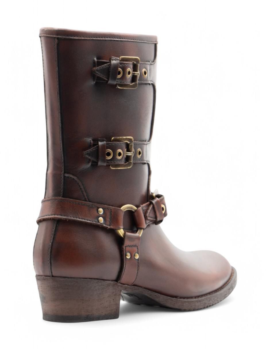 Bota media pierna Lyard Biker de piel bovino para mujer