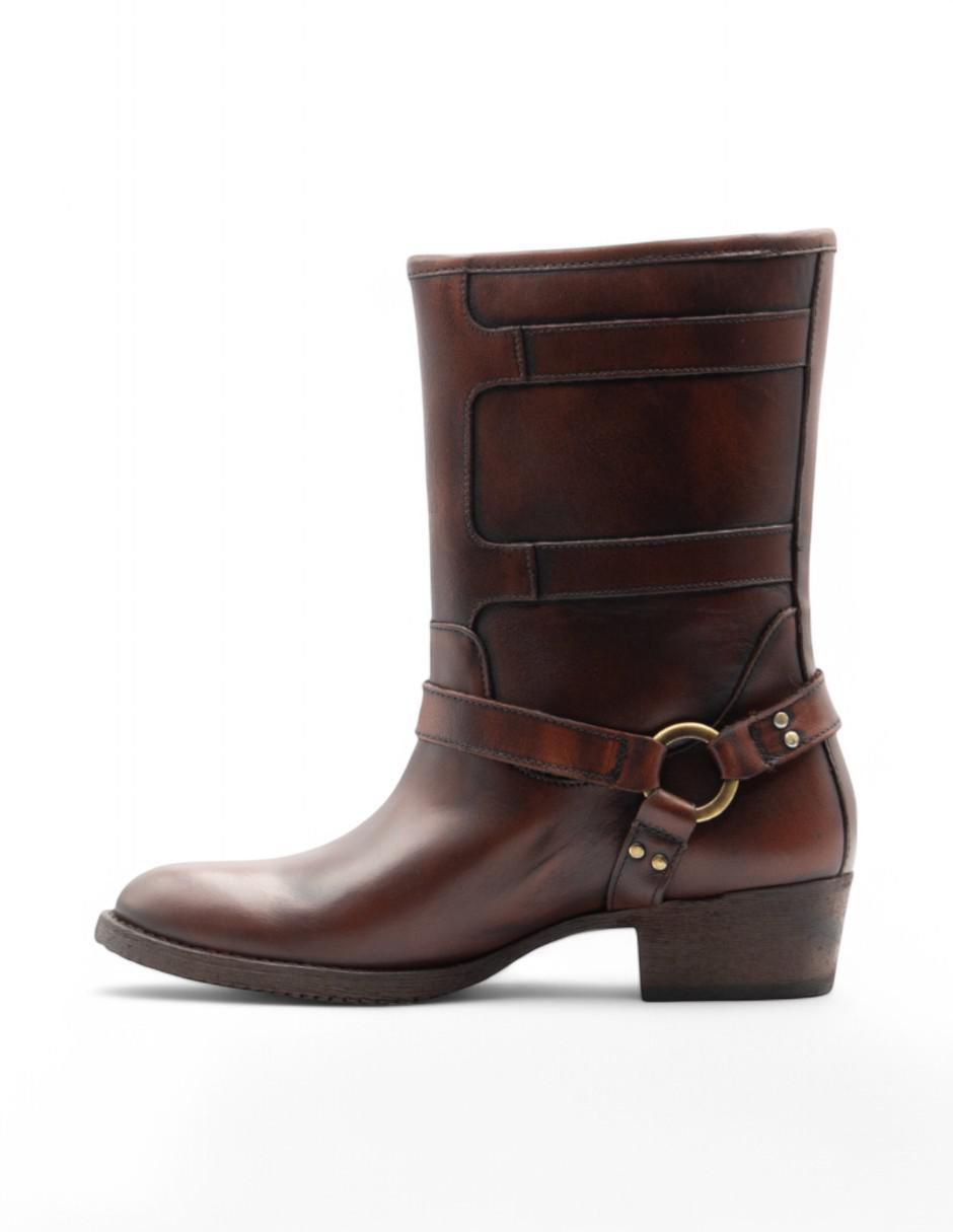 Bota media pierna Lyard Biker de piel bovino para mujer