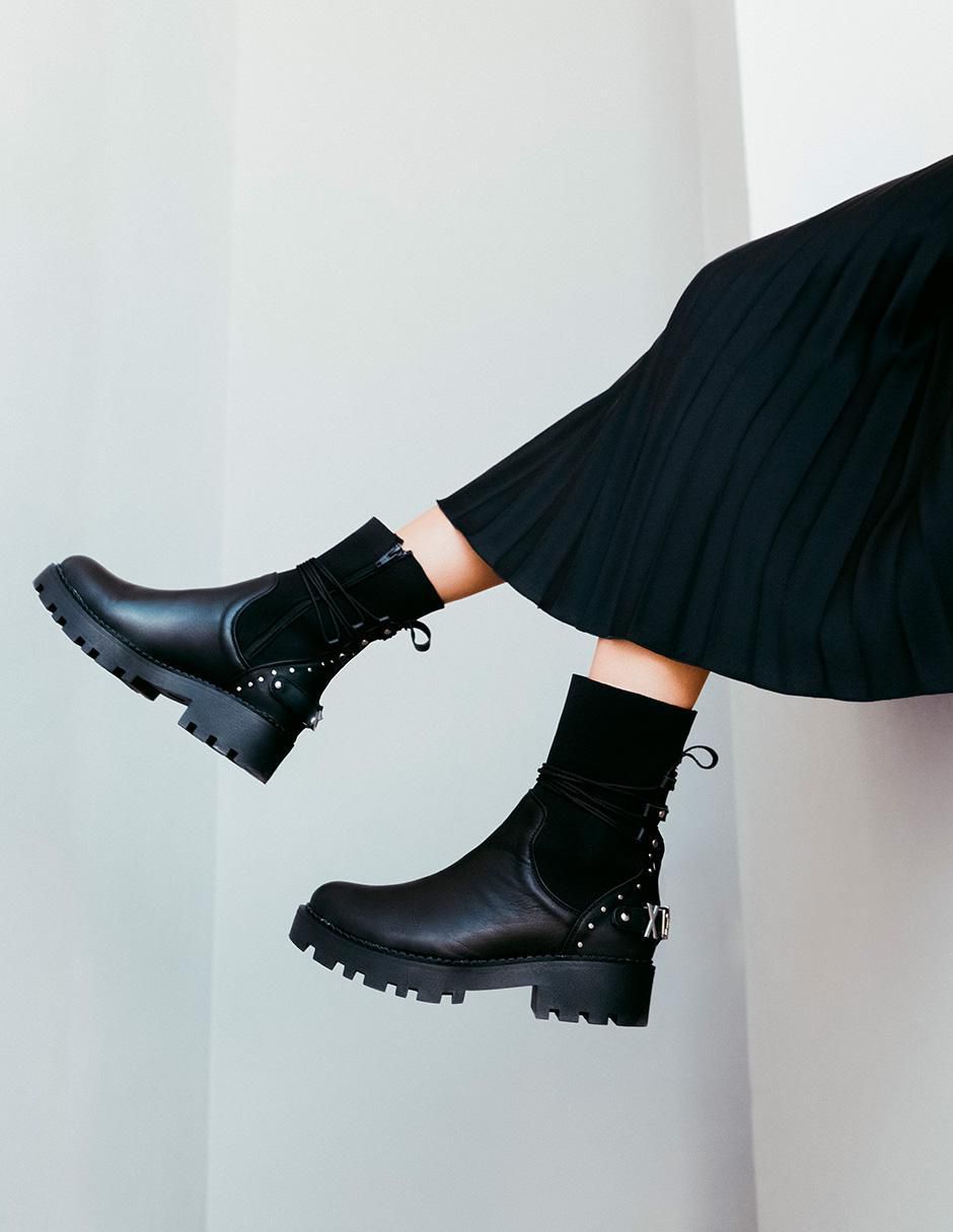 Bota combat arriba del tobillo Elán Choose Your Way Best Seller de piel para mujer