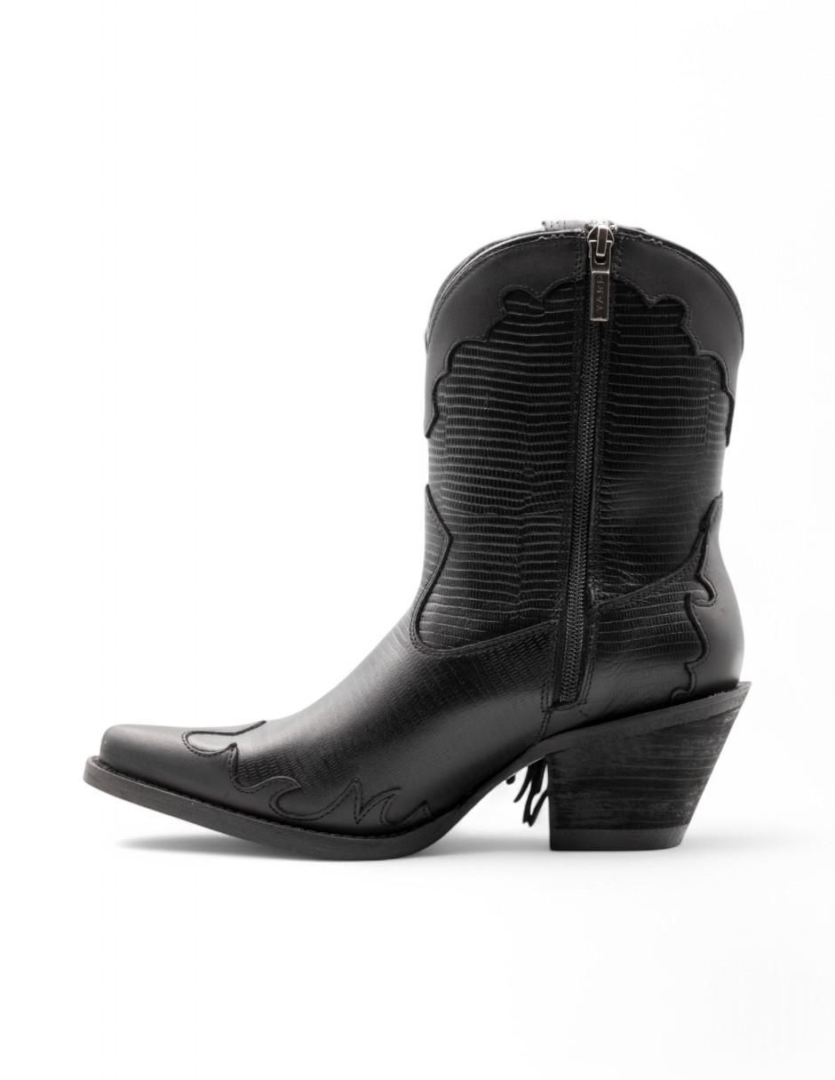 Bota Cowboy media pierna Lyard de piel bovino para mujer