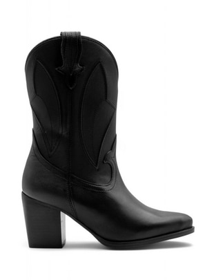 Bota media pierna de piel para mujer