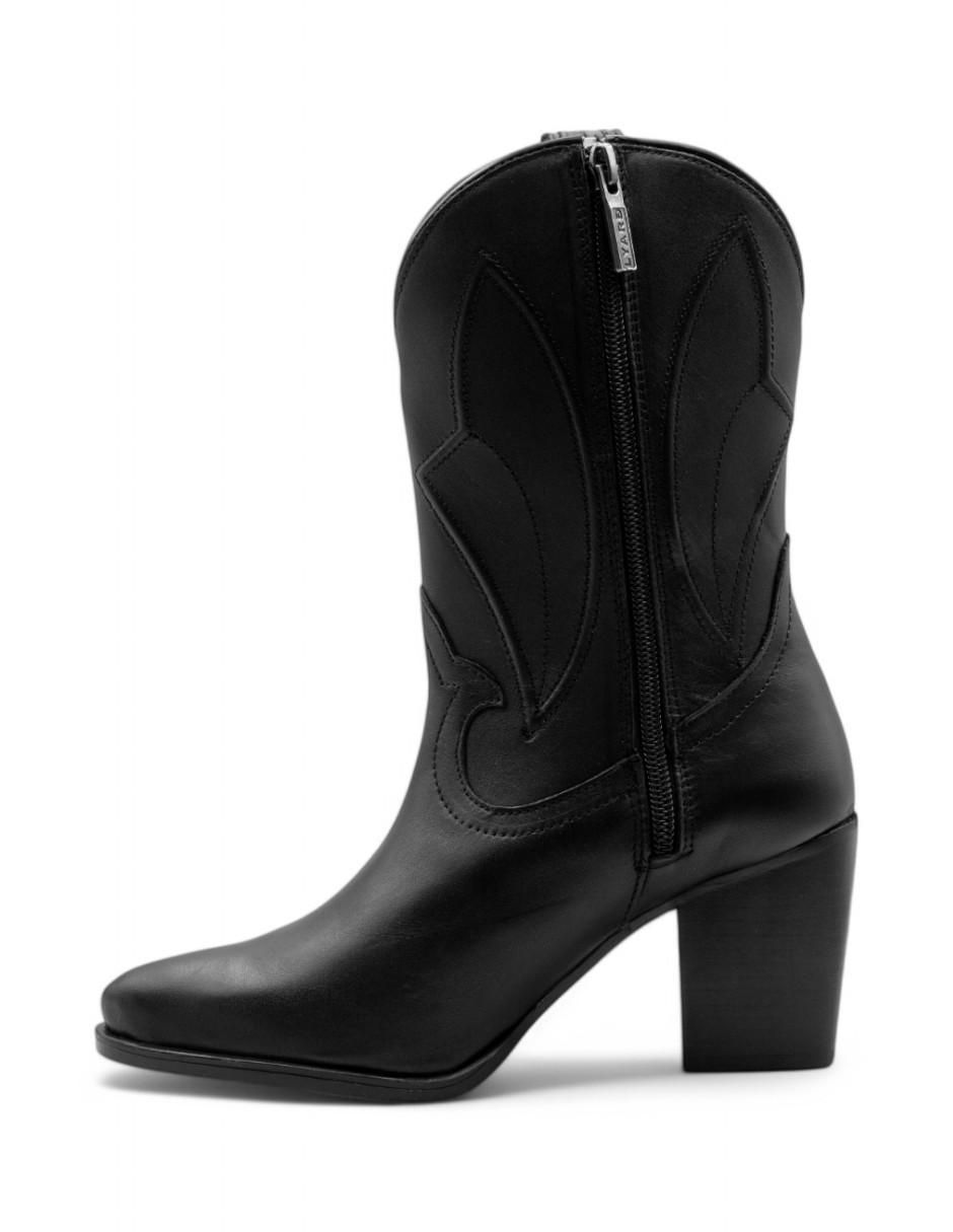 Bota media pierna de piel para mujer
