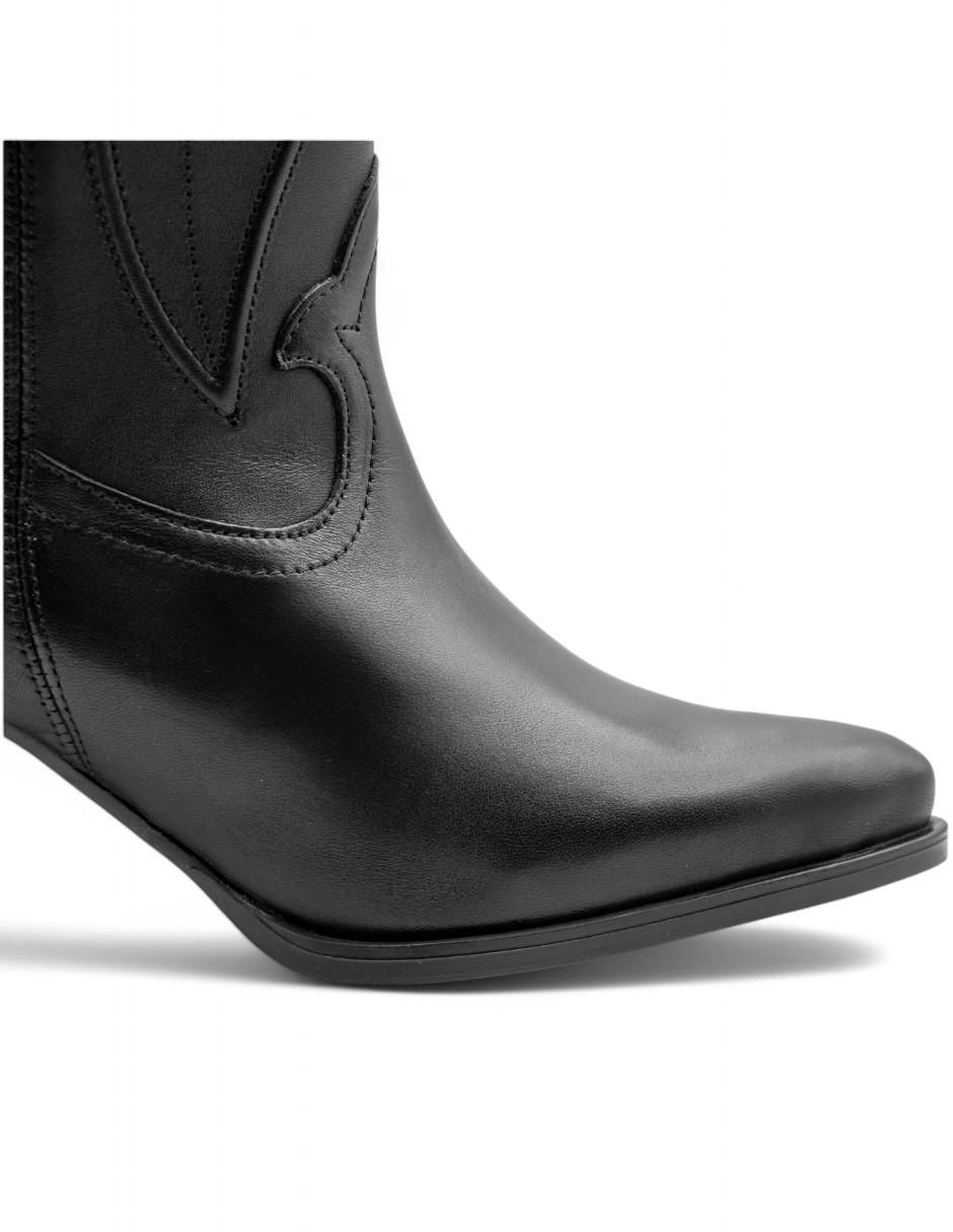 Bota media pierna de piel para mujer