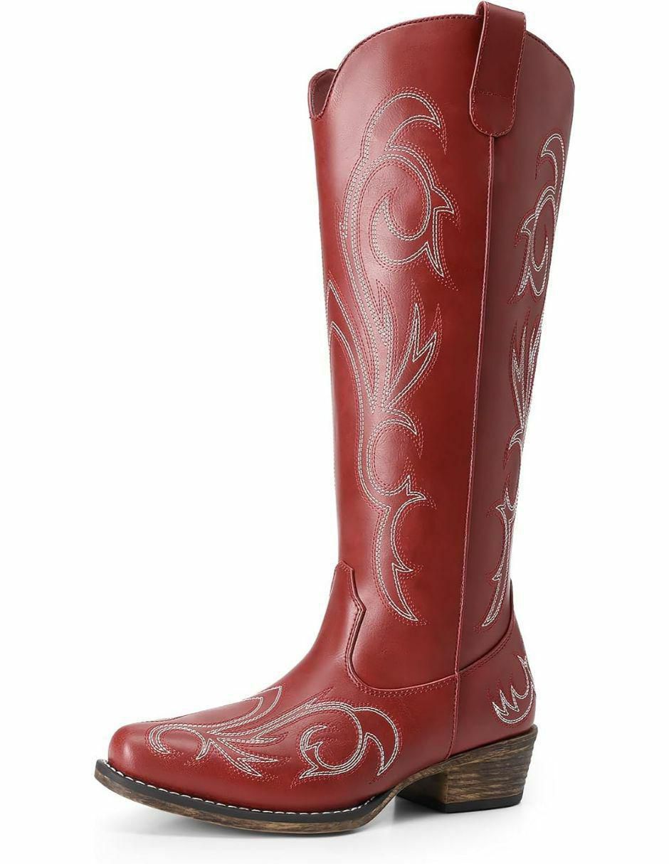 Bota cowboy arriba del tobillo de piel para mujer 1