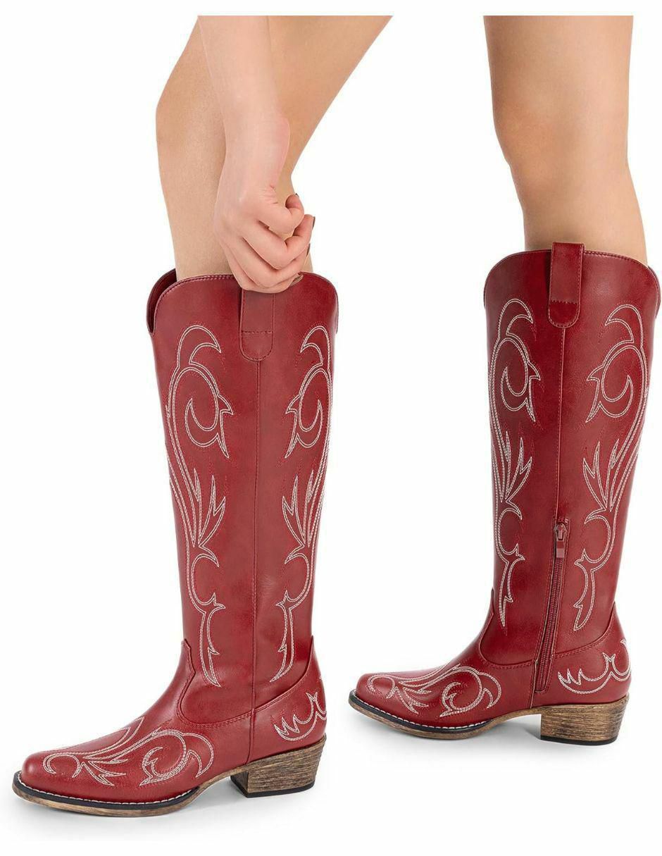 Bota cowboy arriba del tobillo de piel para mujer 3