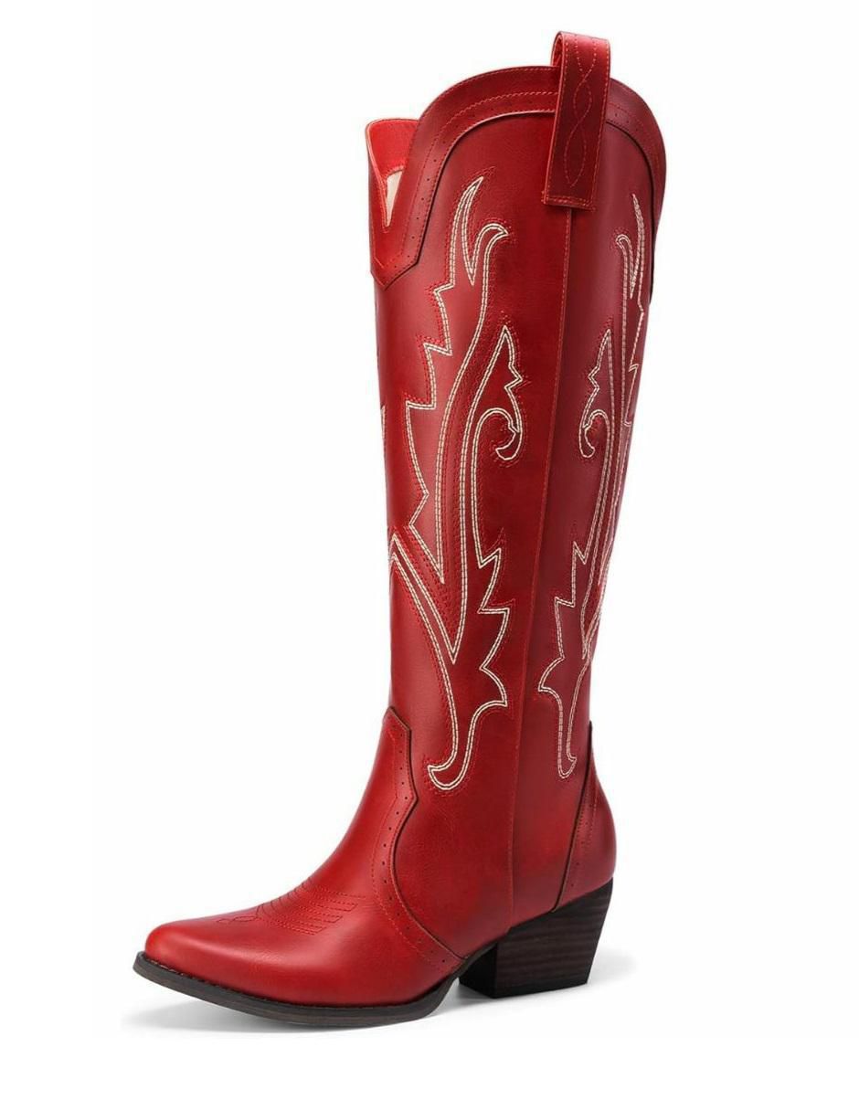 Bota cowboy arriba del tobillo de piel para mujer 1
