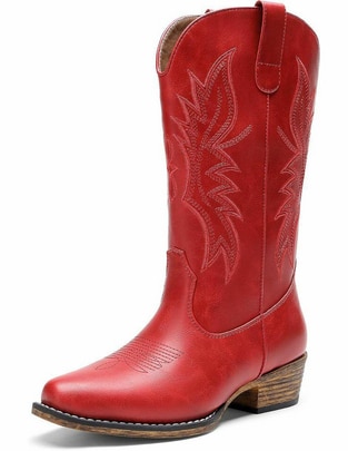 Bota cowboy media pierna de piel para mujer Bota cowboy media pierna de piel para mujer