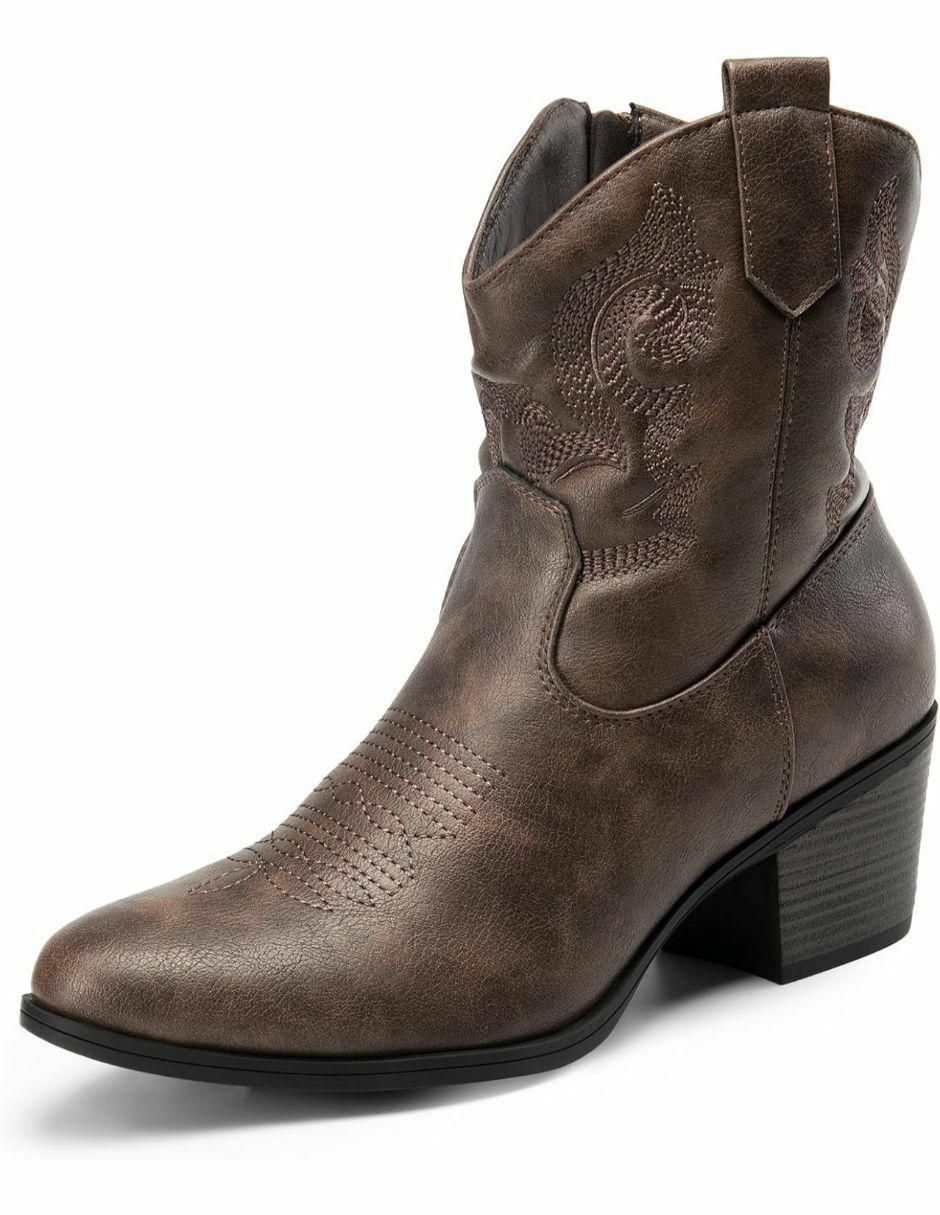 Bota cowboy arriba del tobillo de piel para mujer Bota cowboy arriba del tobillo de piel para mujer
