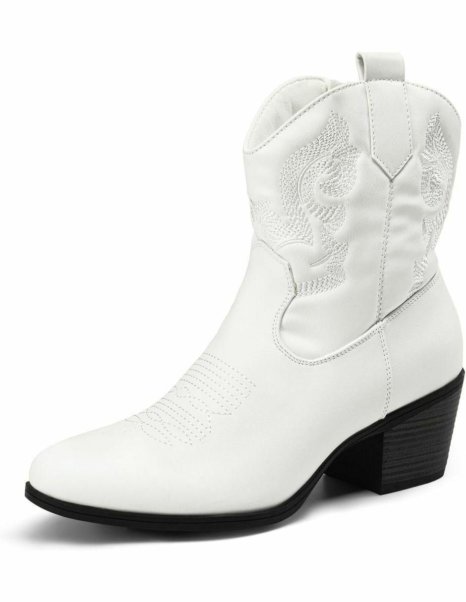 Bota cowboy arriba del tobillo de piel para mujer