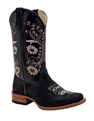 Bota cowboy media pierna Arco de piel para mujer