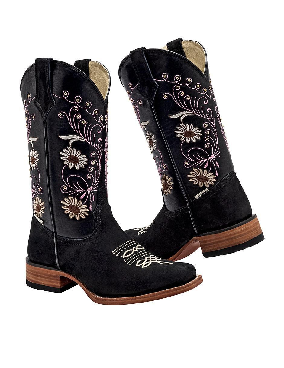 Bota cowboy media pierna Arco de piel para mujer