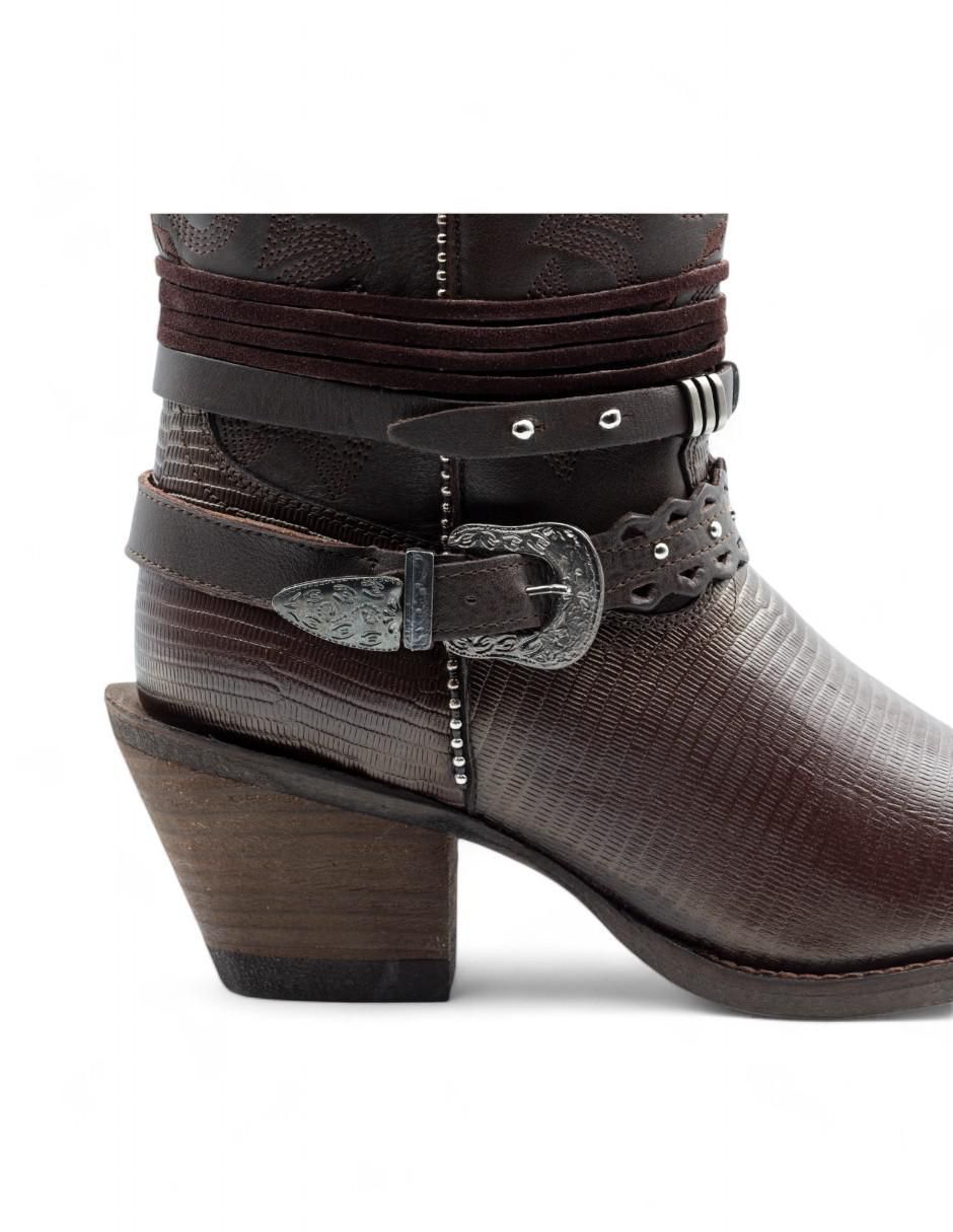 Bota cowboy abajo de la rodilla Lyard de piel bovino para mujer